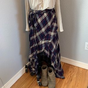 Glam plaid hi/lo ruffle skirt